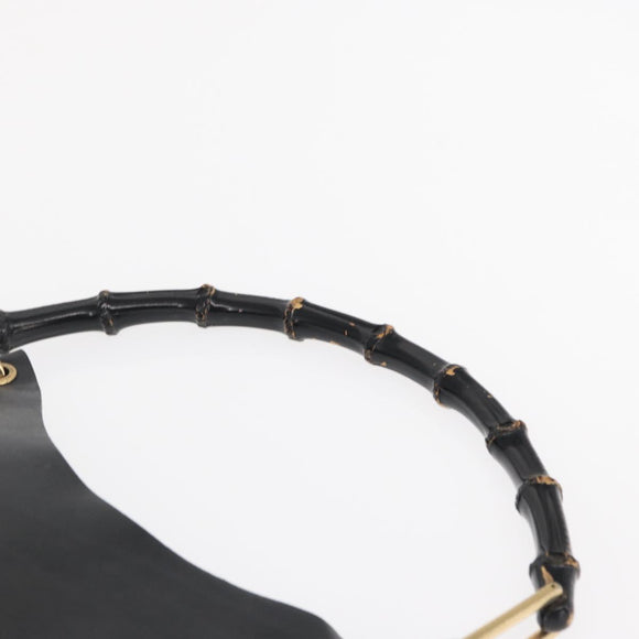 GUCCI Bamboo Shoulder Bag Leather Black Gold 001 1013 1881 Auth BA9503