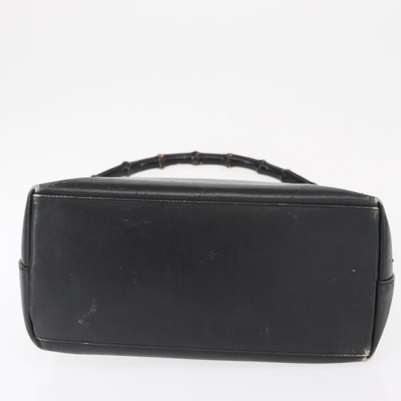 GUCCI Bamboo Shoulder Bag Leather Black Gold 001 1013 1881 Auth BA9503