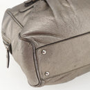 Salvatore Ferragamo Gancini Hand Bag Leather Silver Auth BA9504-14
