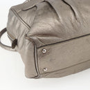 Salvatore Ferragamo Gancini Hand Bag Leather Silver Auth BA9504-16