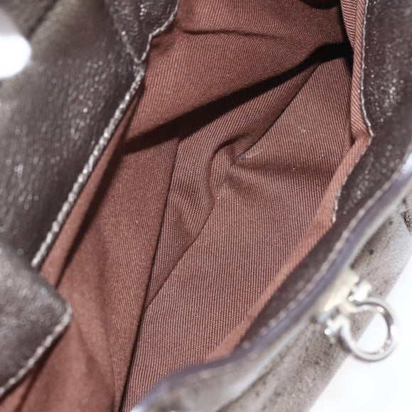 Salvatore Ferragamo Gancini Hand Bag Leather Silver Auth BA9504