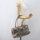 Salvatore Ferragamo Gancini Hand Bag Leather Silver Auth BA9504-23