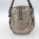 Salvatore Ferragamo Gancini Hand Bag Leather Silver Auth BA9504-4