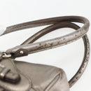 Salvatore Ferragamo Gancini Hand Bag Leather Silver Auth BA9504-8