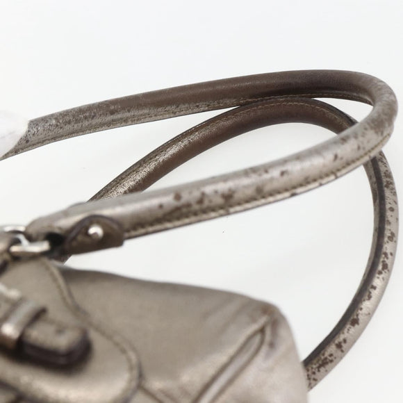 Salvatore Ferragamo Gancini Hand Bag Leather Silver Auth BA9504