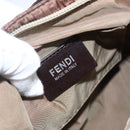 FENDI Zucchino Canvas Hand Bag Nylon Beige Silver Auth BA9505-17