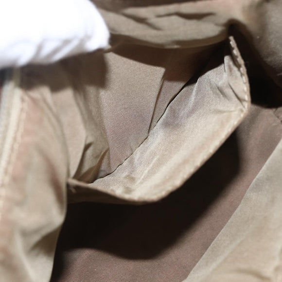 FENDI Zucchino Canvas Hand Bag Nylon Beige Silver Auth BA9505