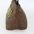 FENDI Zucchino Canvas Hand Bag Nylon Beige Silver Auth BA9505-4