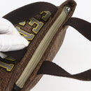 FENDI Zucchino Canvas Hand Bag Nylon Beige Silver Auth BA9505-6