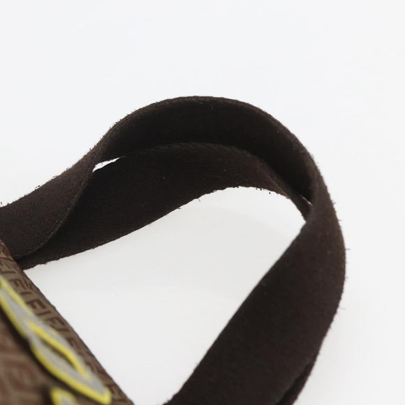 FENDI Zucchino Canvas Hand Bag Nylon Beige Silver Auth BA9505