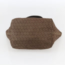 FENDI Zucchino Canvas Hand Bag Nylon Beige Silver Auth BA9505-5