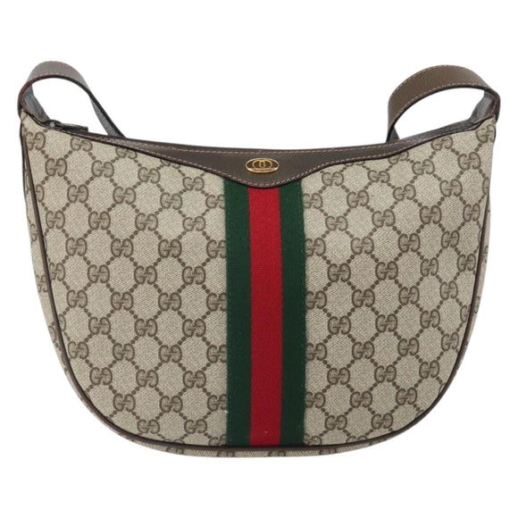 GUCCI GG Supreme Web Sherry Line Shoulder Bag PVC Beige Gold 010 378 Auth BA9508