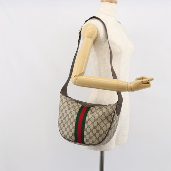 GUCCI GG Supreme Web Sherry Line Shoulder Bag PVC Beige Gold 010 378 Auth BA9508