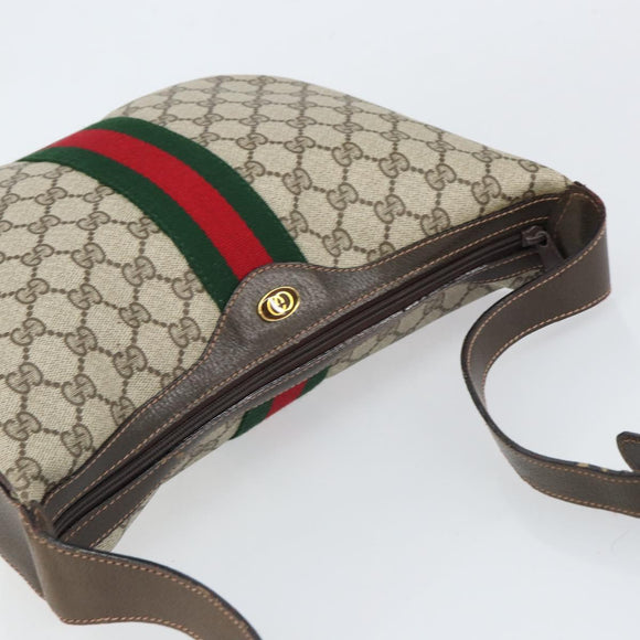 GUCCI GG Supreme Web Sherry Line Shoulder Bag PVC Beige Gold 010 378 Auth BA9508