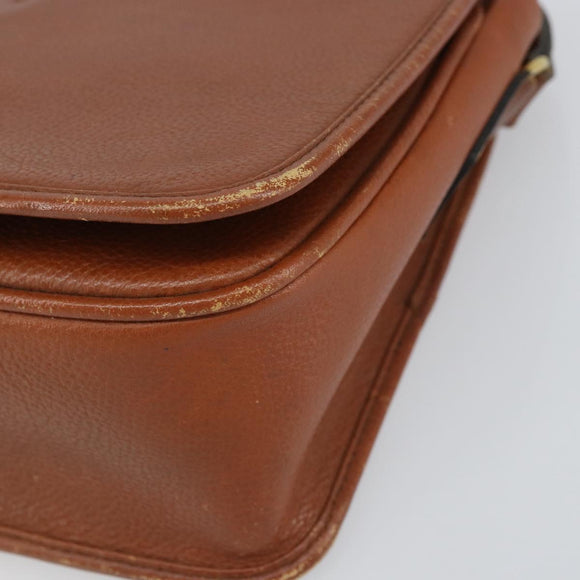 SAINT LAURENT Shoulder Bag Leather Brown Gold Auth BA9512