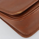 SAINT LAURENT Shoulder Bag Leather Brown Gold Auth BA9512-11