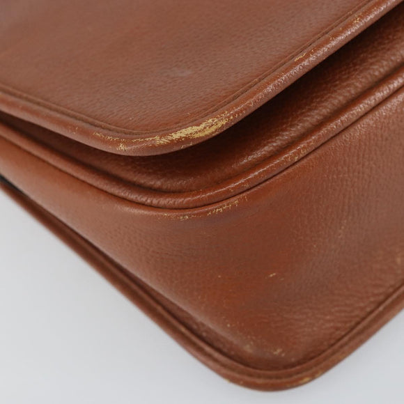 SAINT LAURENT Shoulder Bag Leather Brown Gold Auth BA9512