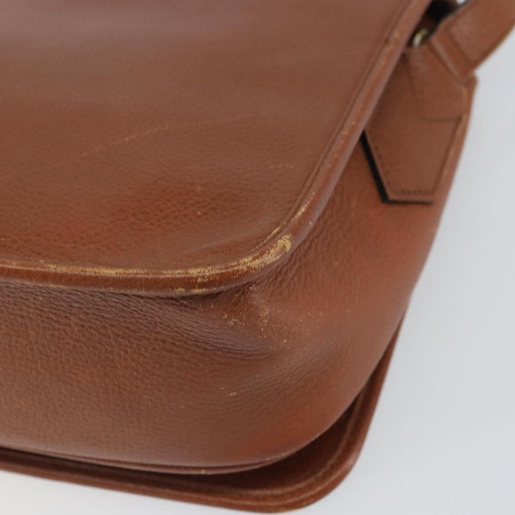 SAINT LAURENT Shoulder Bag Leather Brown Gold Auth BA9512