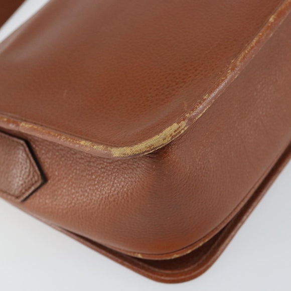 SAINT LAURENT Shoulder Bag Leather Brown Gold Auth BA9512