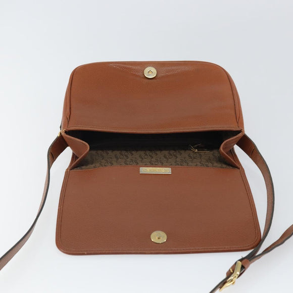 SAINT LAURENT Shoulder Bag Leather Brown Gold Auth BA9512