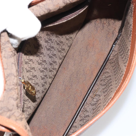 SAINT LAURENT Shoulder Bag Leather Brown Gold Auth BA9512