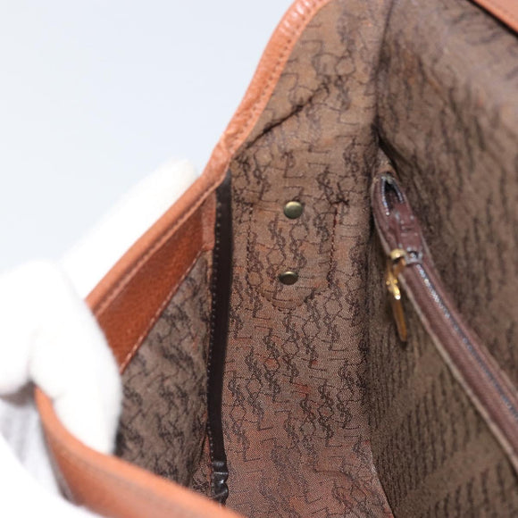 SAINT LAURENT Shoulder Bag Leather Brown Gold Auth BA9512