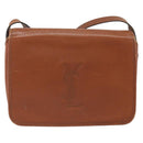 SAINT LAURENT Shoulder Bag Leather Brown Gold Auth BA9512-2