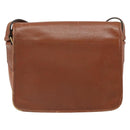 SAINT LAURENT Shoulder Bag Leather Brown Gold Auth BA9512-3