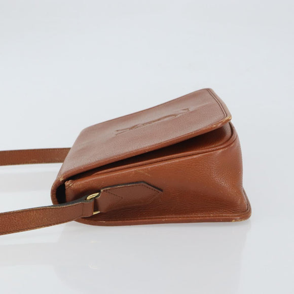 SAINT LAURENT Shoulder Bag Leather Brown Gold Auth BA9512