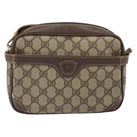 GUCCI GG Supreme Shoulder Bag PVC Leather Beige Gold 007 904 0423 Auth BA9514