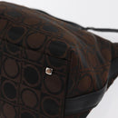 Salvatore Ferragamo Gancini Shoulder Bag Nylon Brown Silver Auth BA9517-14