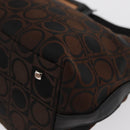 Salvatore Ferragamo Gancini Shoulder Bag Nylon Brown Silver Auth BA9517-16