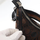 Salvatore Ferragamo Gancini Shoulder Bag Nylon Brown Silver Auth BA9517-10