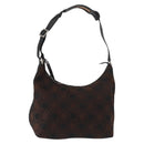 Salvatore Ferragamo Gancini Shoulder Bag Nylon Brown Silver Auth BA9517-13