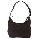 Salvatore Ferragamo Gancini Shoulder Bag Nylon Brown Silver Auth BA9517-2