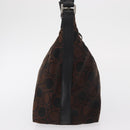 Salvatore Ferragamo Gancini Shoulder Bag Nylon Brown Silver Auth BA9517-3
