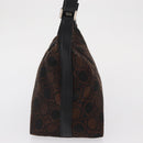 Salvatore Ferragamo Gancini Shoulder Bag Nylon Brown Silver Auth BA9517-4