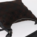 Salvatore Ferragamo Gancini Shoulder Bag Nylon Brown Silver Auth BA9517-6