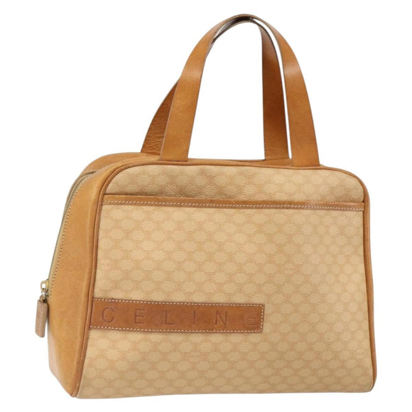 CELINE Macadam Canvas Hand Bag PVC Beige Gold Auth BA9520