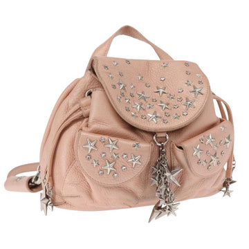Jimmy Choo Love Backpack Leather Pink Silver Auth BA9528