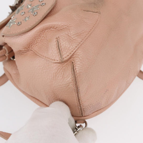 Jimmy Choo Love Backpack Leather Pink Silver Auth BA9528