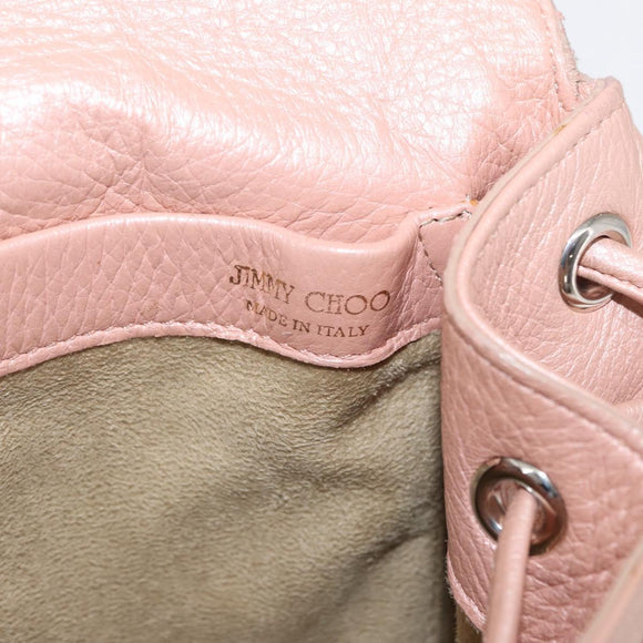 Jimmy Choo Love Backpack Leather Pink Silver Auth BA9528