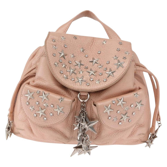 Jimmy Choo Love Backpack Leather Pink Silver Auth BA9528