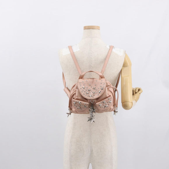 Jimmy Choo Love Backpack Leather Pink Silver Auth BA9528