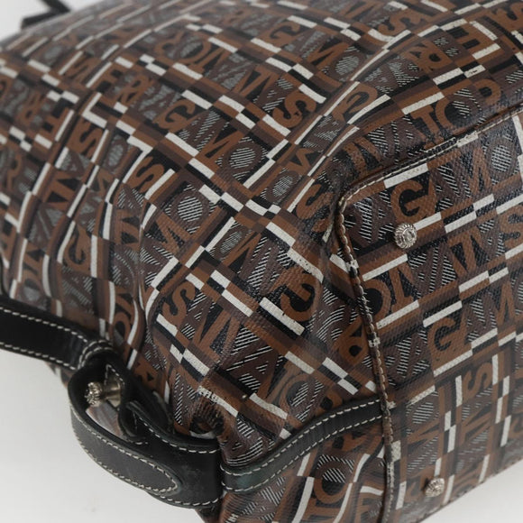 Salvatore Ferragamo Tote Bag PVC Leather Brown Silver Auth BA9529