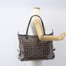 Salvatore Ferragamo Tote Bag PVC Leather Brown Silver Auth BA9529-22