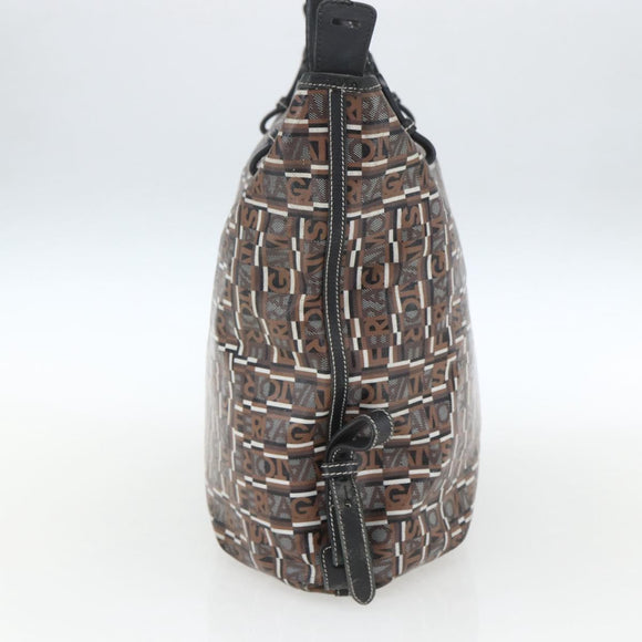 Salvatore Ferragamo Tote Bag PVC Leather Brown Silver Auth BA9529