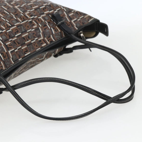 Salvatore Ferragamo Tote Bag PVC Leather Brown Silver Auth BA9529