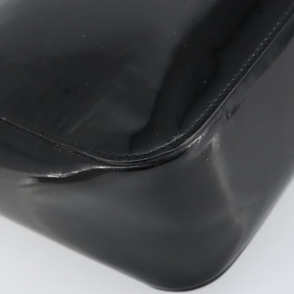 GUCCI Bamboo Hand Bag Patent leather Black 93152 Auth BA9541