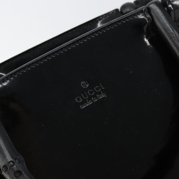 GUCCI Bamboo Hand Bag Patent leather Black 93152 Auth BA9541
